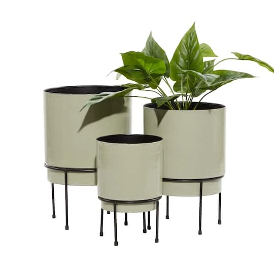Taupe Metal Contemporary Planter Set 1 Taupe Metal Contemporary Planter Set