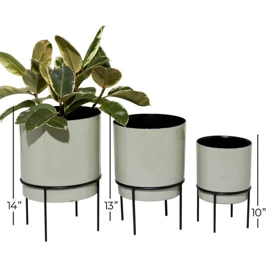 Taupe Metal Contemporary Planter Set 6 Taupe Metal Contemporary Planter Set - Image 6