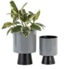 Gray & Black Metal Modern Planter Set