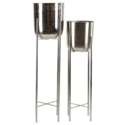 CosmoLiving By Cosmopolitan Silver Metal Tall Glam Planter Set