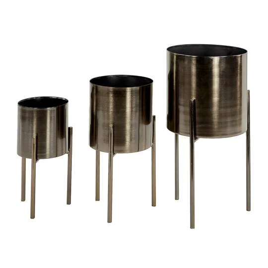 Dark Silver Metal Contemporary Planter Set 1 Dark Silver Metal Contemporary Planter Set