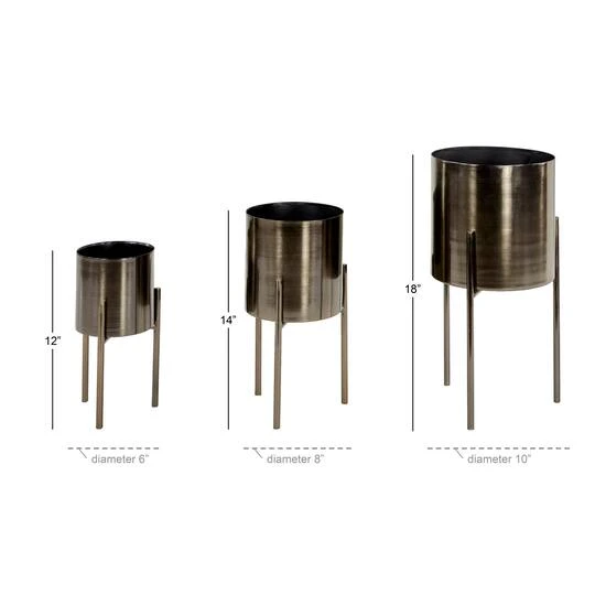 Dark Silver Metal Contemporary Planter Set 6 Dark Silver Metal Contemporary Planter Set - Image 6