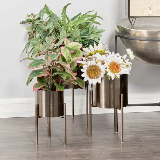 Dark Silver Metal Contemporary Planter Set 7 Dark Silver Metal Contemporary Planter Set - Image 7