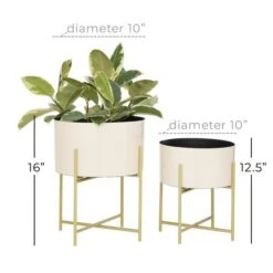 White Metal Contemporary Planter With Gold Legs Set -Michaels Shop D369929S 5
