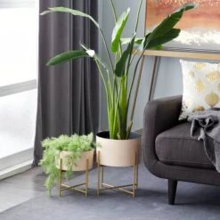 White Metal Contemporary Planter With Gold Legs Set -Michaels Shop D369929S 6