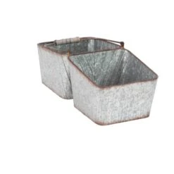 16" Silver Metal Farmhouse 2-Pot Planter 11 16" Silver Metal Farmhouse 2-Pot Planter -Michaels Shop D369939S 3