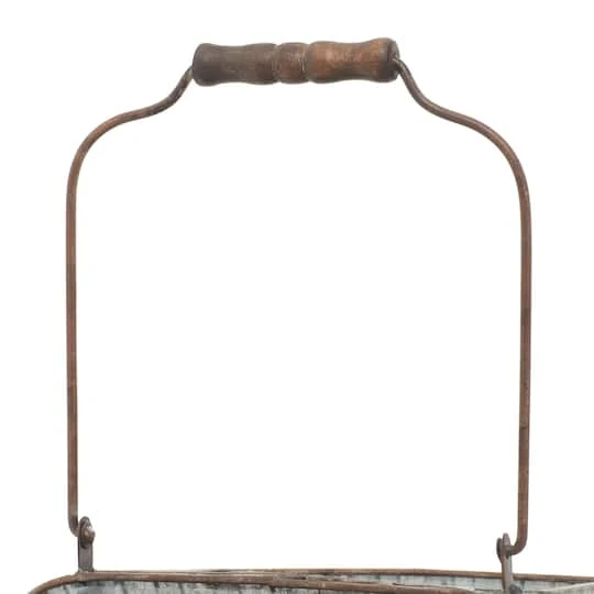 16" Silver Metal Farmhouse 2-Pot Planter 6 16" Silver Metal Farmhouse 2-Pot Planter - Image 6