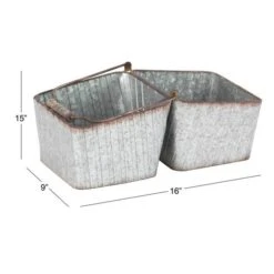 16" Silver Metal Farmhouse 2-Pot Planter 14 16" Silver Metal Farmhouse 2-Pot Planter -Michaels Shop D369939S 7