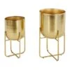 Metal Contemporary Stand Planter Set Gold
