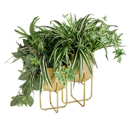 Metal Contemporary Stand Planter Set Gold 3 Metal Contemporary Stand Planter Set Gold - Image 3