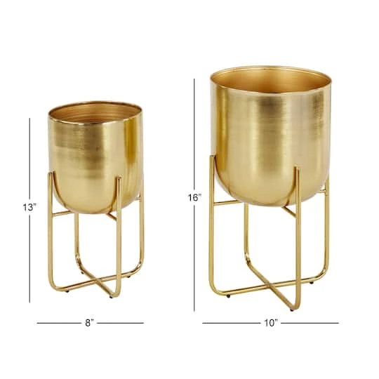 Metal Contemporary Stand Planter Set Gold 6 Metal Contemporary Stand Planter Set Gold - Image 6