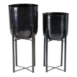 CosmoLiving By Cosmopolitan Black Metal Glam Planter Set