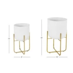 Metal Contemporary Stand Planter Set White -Michaels Shop D369963S 7