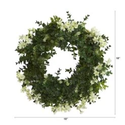 18" Eucalyptus & Dancing Daisy Double Ring Artificial Wreath With Twig Base 6 18" Eucalyptus & Dancing Daisy Double Ring Artificial Wreath With Twig Base -Michaels Shop D386474S 2
