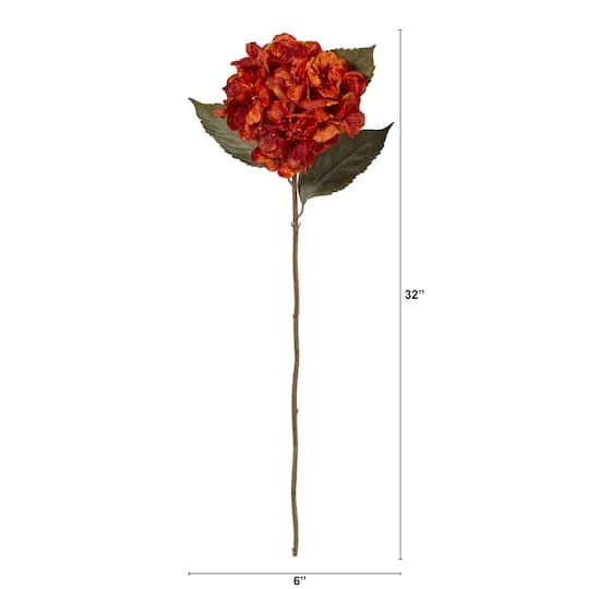 32'' Hydrangea Artificial Flower Stem, 6ct. Orange 3 32'' Hydrangea Artificial Flower Stem, 6ct. Orange - Image 3