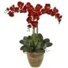 27'' Autumn Triple Stem Moth Orchid In Ceramic Vase
