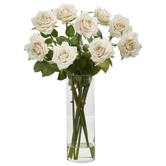 Rose Arrangement In Cylinder Vase Champagne 2 Rose Arrangement In Cylinder Vase Champagne - Image 2
