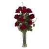 Roses With Cylinder Vase Silk Flower Arrangement