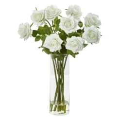Rose Arrangement In Cylinder Vase Cream