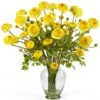 24" Ranunculus Liquid Illusion Silk Flower Arrangement Yellow