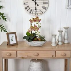 Phalaenopsis Orchid And Succulent Artificial Arrangement In White Vase -Michaels Shop D387019S 12