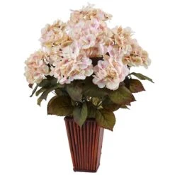 Hydrangea Silk Arrangement In Bamboo Planter 5 Hydrangea Silk Arrangement In Bamboo Planter -Michaels Shop D387174S 1 1