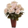 Hydrangea Silk Arrangement In Bamboo Planter