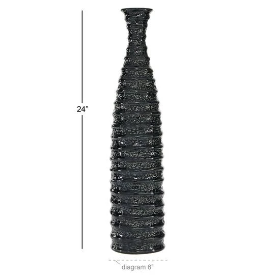 24" Black Stoneware Traditional Vase 8 24" Black Stoneware Traditional Vase - Image 8
