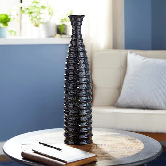 24" Black Stoneware Traditional Vase 9 24" Black Stoneware Traditional Vase - Image 9