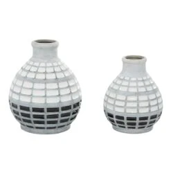Gray Ceramic Coastal Vase Set -Michaels Shop D401610S 2