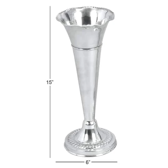 15" Silver Aluminum Traditional Vase 5 15" Silver Aluminum Traditional Vase - Image 5