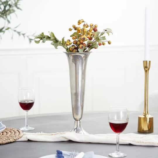 14" Silver Aluminum Traditional Vase 7 14" Silver Aluminum Traditional Vase - Image 7