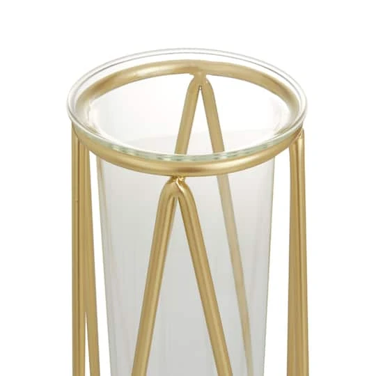 CosmoLiving By Cosmopolitan 9" Gold Modern Iron Vase Set 5 CosmoLiving By Cosmopolitan 9" Gold Modern Iron Vase Set - Image 5