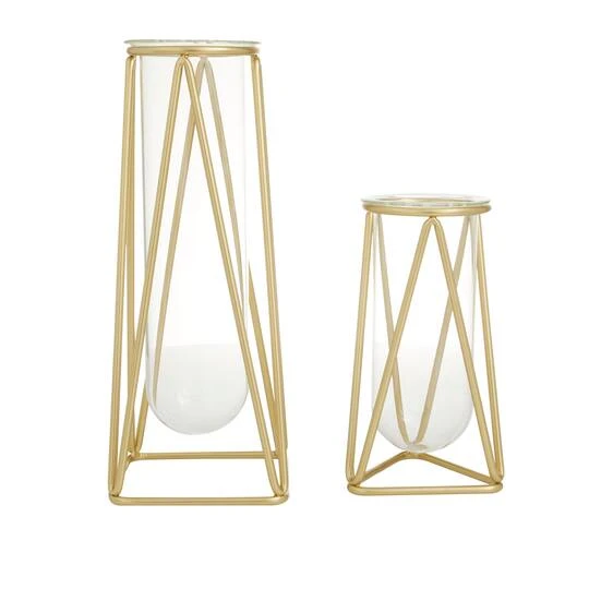 CosmoLiving By Cosmopolitan 9" Gold Modern Iron Vase Set 8 CosmoLiving By Cosmopolitan 9" Gold Modern Iron Vase Set - Image 8