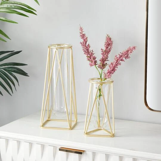 CosmoLiving By Cosmopolitan 9" Gold Modern Iron Vase Set 10 CosmoLiving By Cosmopolitan 9" Gold Modern Iron Vase Set - Image 10