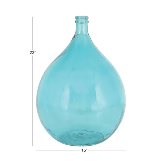 22" Turquoise Coastal Glass Vase 4 22" Turquoise Coastal Glass Vase - Image 4