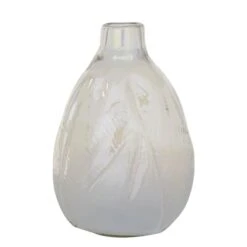 16" White Contemporary Glass Vase