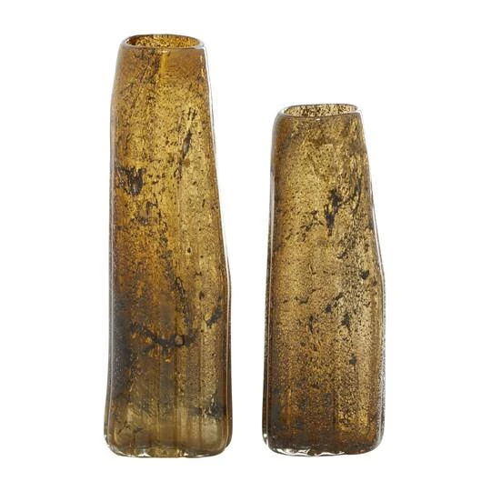 Brown Contemporary Glass Vase Set 3 Brown Contemporary Glass Vase Set - Image 3