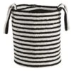 13'' Black & White Striped Natural Cotton & Jute Basket Planter