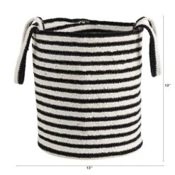 13'' Black & White Striped Natural Cotton & Jute Basket Planter 7 13'' Black & White Striped Natural Cotton & Jute Basket Planter -Michaels Shop D478445S 2