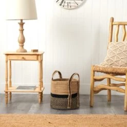 13'' Black Bottom Natural Cotton & Jute Boho Chic Basket Planter -Michaels Shop D478446S 8