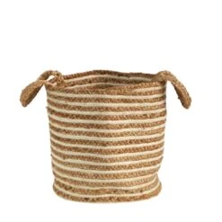 14'' Handwoven Stripe Natural Cotton And Jute Boho Chic Basket Planter -Michaels Shop D478447S 3