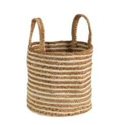 14'' Handwoven Stripe Natural Cotton And Jute Boho Chic Basket Planter -Michaels Shop D478447S 5