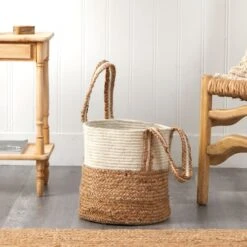 14'' Natural Cotton & Jute Boho Chic Basket Planter -Michaels Shop D478448S 6