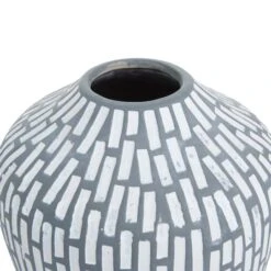 Set Of 2 Grey Ceramic Modern Vases, 7" X 13" X 6" -Michaels Shop D489984S 3