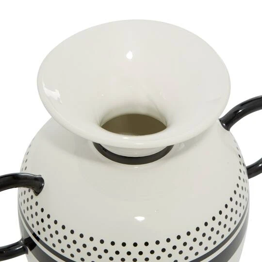 White Ceramic Eclectic Vase, 6" X 8" X 6" 4 White Ceramic Eclectic Vase, 6" X 8" X 6" - Image 4