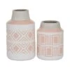 Set Of 2 White Stoneware Farmhouse Vase, 7.5", 9.75"