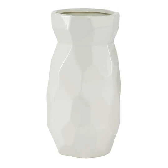 CosmoLiving By Cosmopolitan White Ceramic Modern Vase, 12" X 6" X 6" 2 CosmoLiving By Cosmopolitan White Ceramic Modern Vase, 12" X 6" X 6" - Image 2