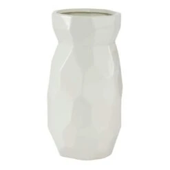 CosmoLiving By Cosmopolitan White Ceramic Modern Vase, 12" X 6" X 6"