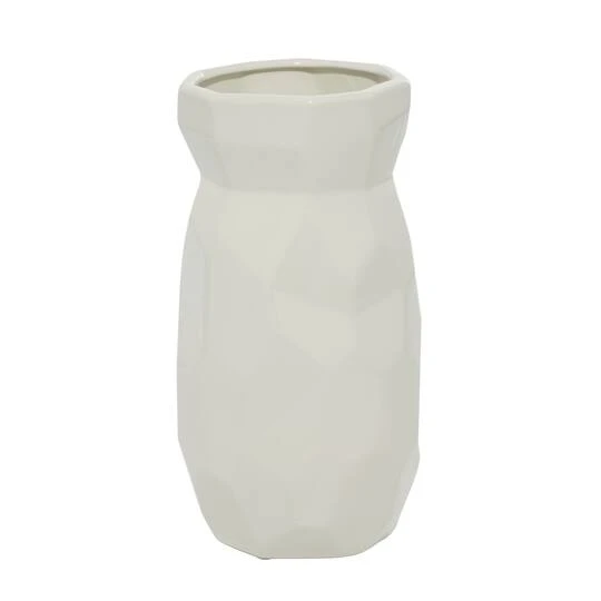 CosmoLiving By Cosmopolitan White Ceramic Modern Vase, 12" X 6" X 6" 4 CosmoLiving By Cosmopolitan White Ceramic Modern Vase, 12" X 6" X 6" - Image 4